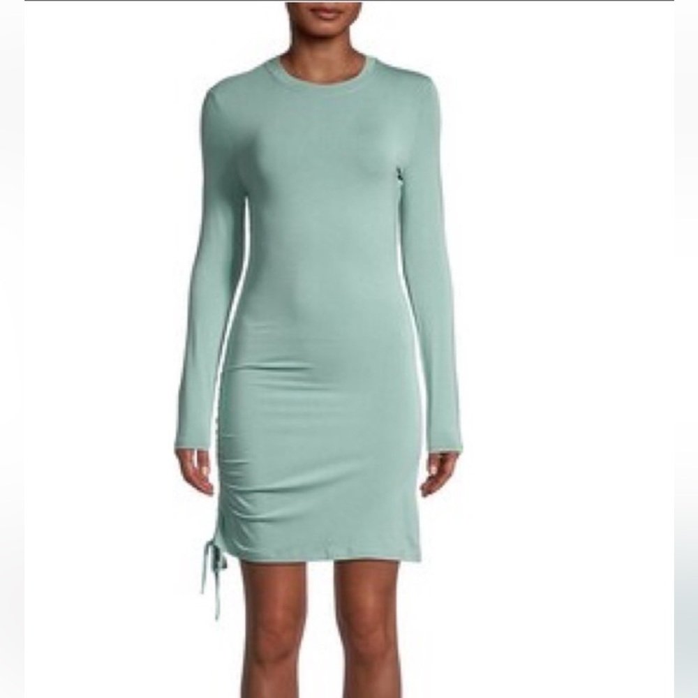 Lea & Viola Side Ruching Bodycon Green Long Sleeve Dress NWT